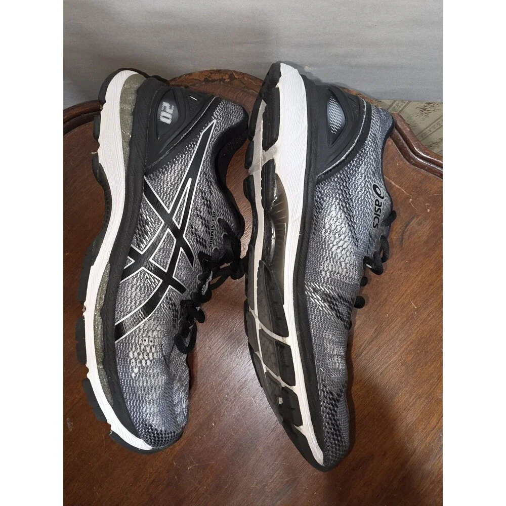 ASICS Gel Nimbus 20 T800N Mens 7.5 Carbon Black Silver Running Shoes GUC